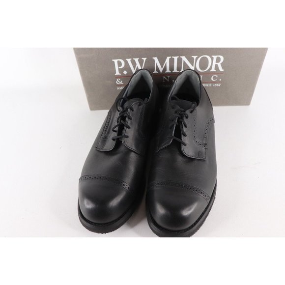 NOS Vintage 90s Mens 10 D Chunky Leather Toe Cap Oxford Dress Shoes Black USA main image 6